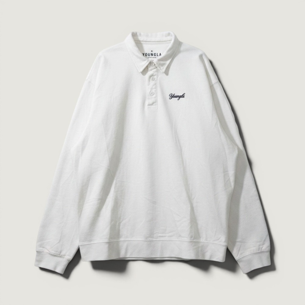 YoungLA Long Sleeve‎ Polo Sweatshirt White X-Large